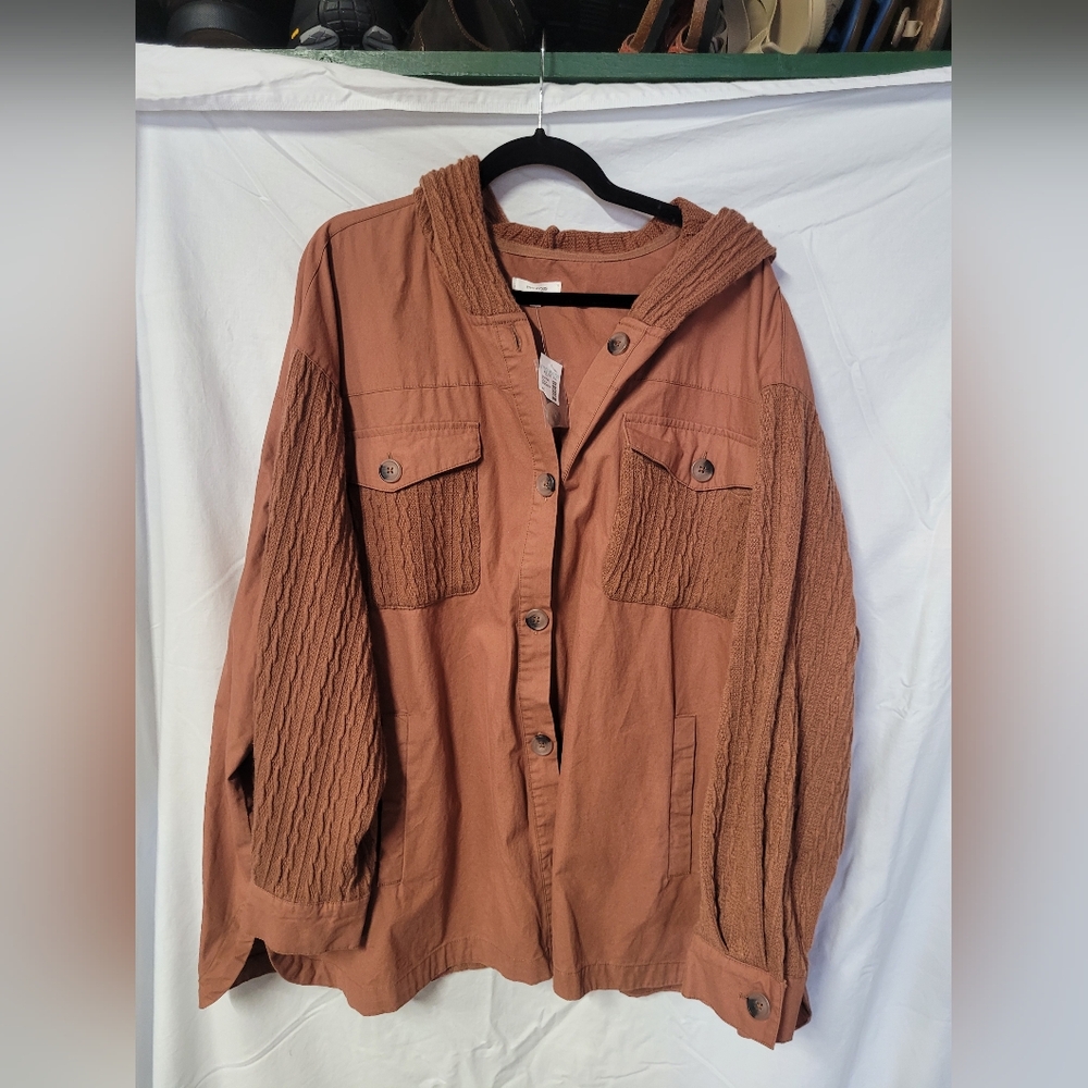 Maurices New With Tags Brown Hooded Button-Up Jacket